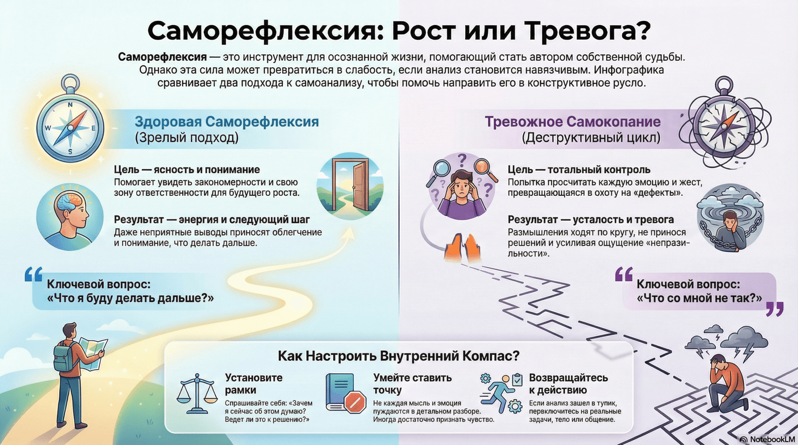 Саморефлексия без саморазрушения: как анализировать себя и не сойти с ума